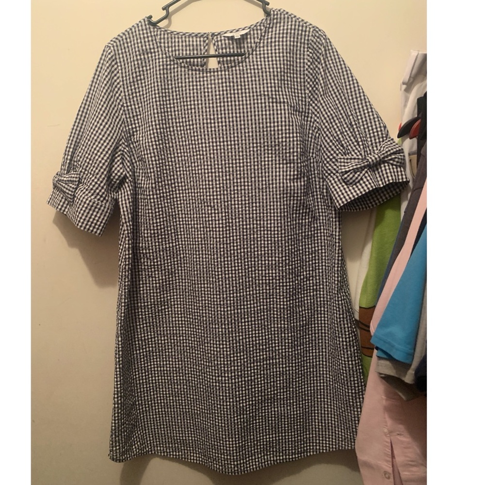 Crown & Ivy, navy blue and white check dress